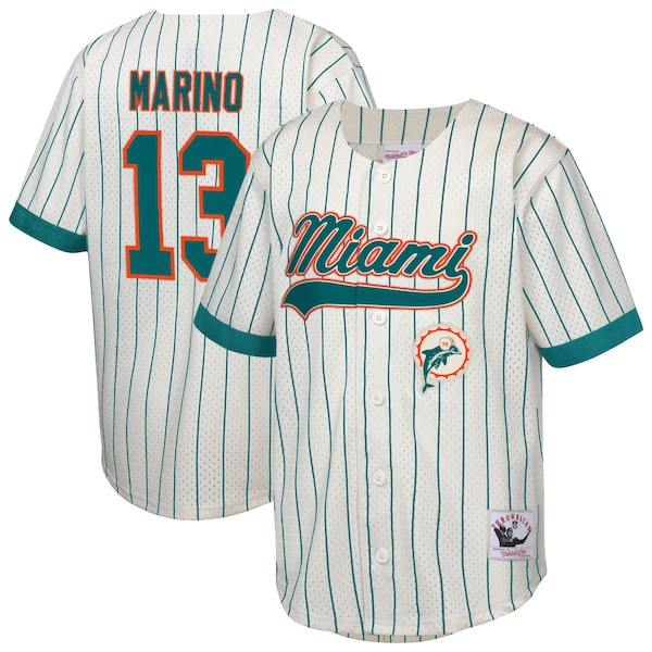 DAN Marino Miami Dolphins Mitchell AND Ness Youth Retired Player Name AND Number Baseball Jersey Cream 2025/26