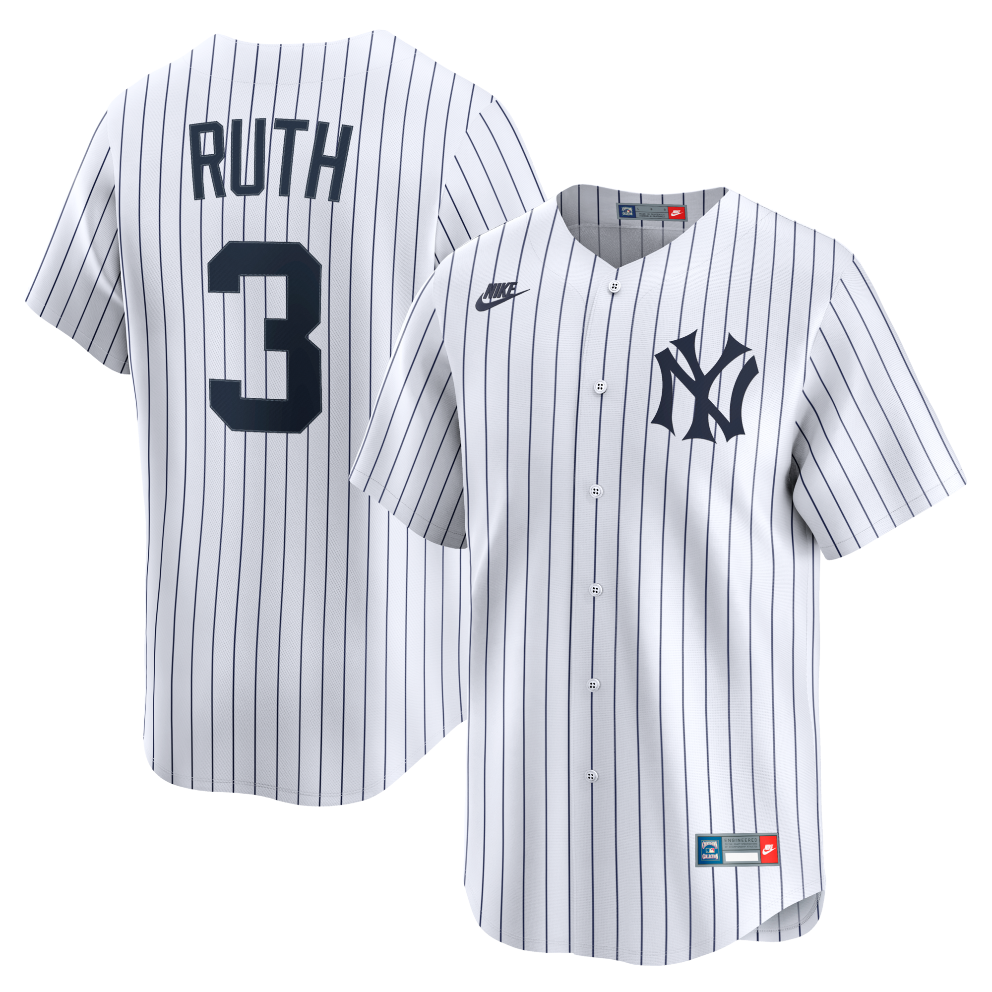 Babe Ruth NEW York Yankees Nike Throwback Cooperstown Collection Limited Jersey White 2025/26