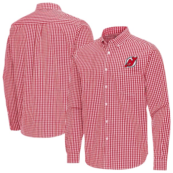 NEW Jersey Devils Antigua Ellis TRI Blend Long Sleeve Button Down Shirt RED 2025/26
