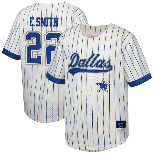 Emmitt Smith Dallas Cowboys Mitchell AND Ness Youth Retired Player Name AND Number Baseball Jersey Cream 2025/26