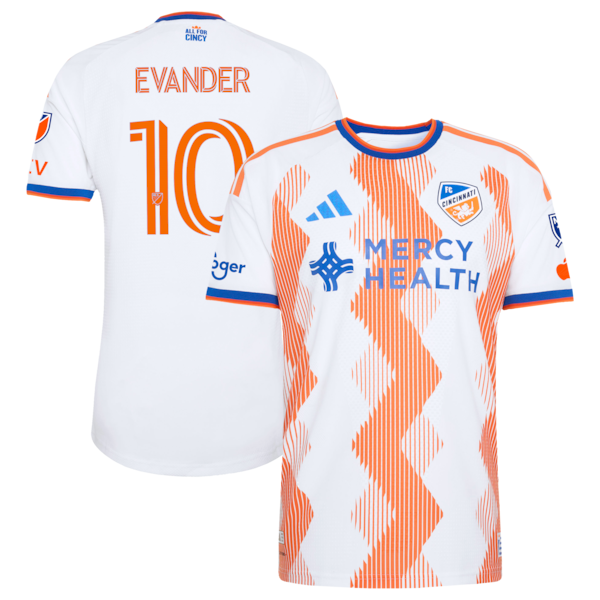 Evander DA Silva Ferreira FC Cincinnati Adidas 2026 THE Seven Hills KIT ON Field Authentic Patch Jersey White 2026