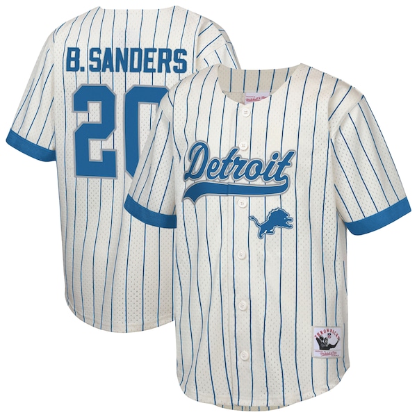 Barry Sanders Detroit Lions Mitchell AND Ness Youth Retired Player Name AND Number Baseball Jersey Cream 2025/26