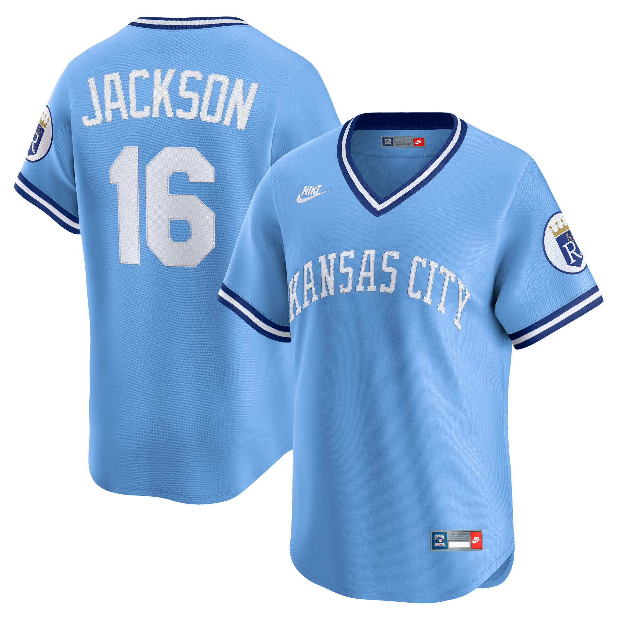 BO Jackson Kansas City Royals Nike Throwback Cooperstown Collection Limited Jersey Light Blue 2025/26