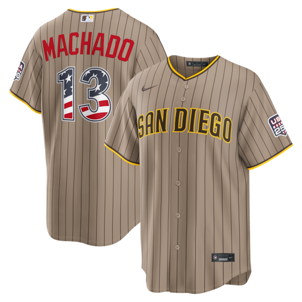 Fourth OF July SAN Diego Padres Manny Machado Nike Sand USA 250 Stadium Jersey 2025/26