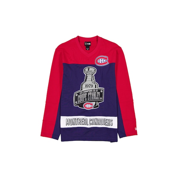 Montreal Canadiens NEW ERA Stanley CUP Champions Long Sleeve Hockey Jersey Shirt Navy RED 2026/27