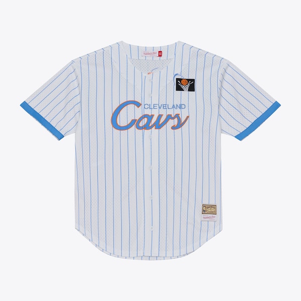 Cleveland Cavaliers Mitchell AND Ness Head Coach Pinstripe Mesh Full Button Baseball Jersey White 2025/26